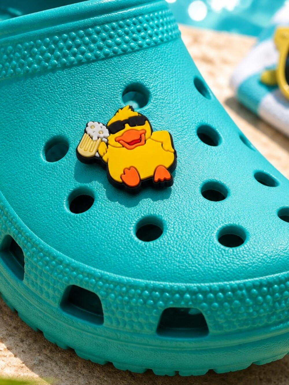 Yellow Duck Croc Shoe Charm Sunglasses Beer Funny Party Pub Duck Jibbitz Style